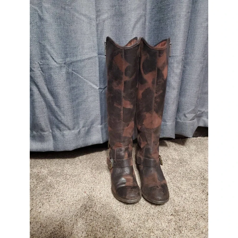 Donald J Pliner Women's Brown Suede Tall Riding Boots Size 7.5 M With Buckles